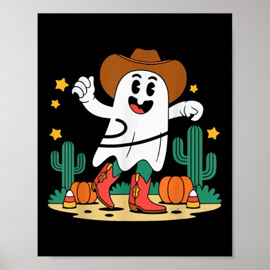 キュートカウボーイウェスタン幽霊for秋不気味ハロウィー ポスター (正面)