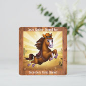 キュートカウボーイホースファーストロデオ誕生日 招待状 (スタンド正面)