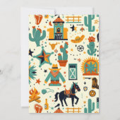 キュートカウボーイ子供の誕生日お洒落ワイルドウェスタン 招待状 (裏面)