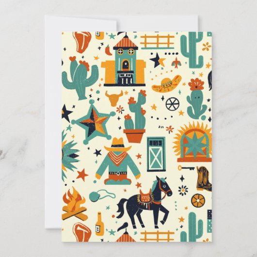 キュートカウボーイ子供の誕生日お洒落ワイルドウェスタン 招待状 (裏面)