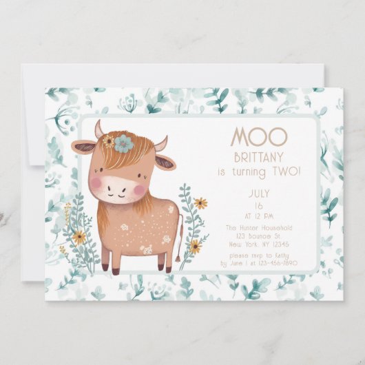 キュートカウボーホフローラ第2誕生日 招待状 (正面)