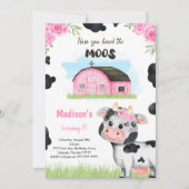 キュートカウ誕生日招待状 招待状 (正面)