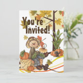 キュートカカカローオータム誕生日招待状 招待状 (スタンド正面)