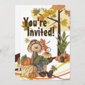 キュートカカカローオータム誕生日招待状 招待状 (正面/裏面)