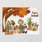 キュートカカカローオータム誕生日招待状 招待状 (正面/裏面)