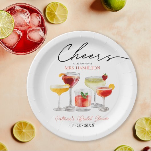 キュートカクテルブライダルシャワーパーティー ペーパープレート