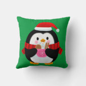 キュートカスタマイズなクリスマスのハッピーペンギンの子ども クッション (裏面)