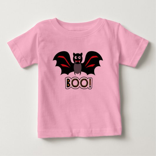 キュートカスタムこうもりヴァンパイアBOOハロウィーン幼児 ベビーTシャツ (正面)