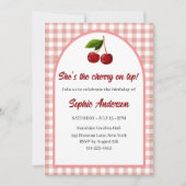 キュートカスタムさくらんぼ誕生日の招待状 招待状 (正面)