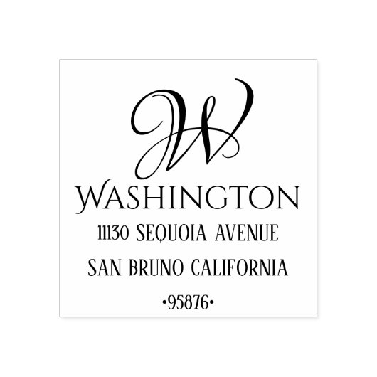 キュートカスタムイニシャルモノグラム差出人住所 ラバースタンプ (インプリント)