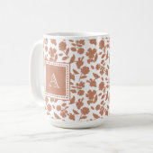 キュートカスタムグリッターオレンジ花柄モノグラム コーヒーマグカップ (正面左)