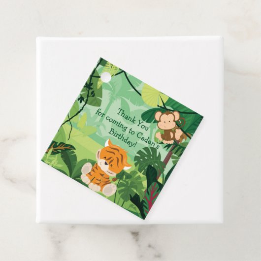 キュートカスタムジャングル子供の誕生日パーティーグリーン フェイバータグ (インサイチュ)