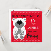 キュートカスタムハートポーラベアハッピーバレンタインデー カード (正面/裏面インサイチュ)