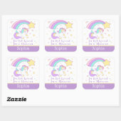 キュートカスタムパーソナライズされたレインボーユニコーン スクエアシール (シート)