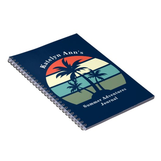 キュートカスタムビーチサマーバケーションブルーパームツリー ノートブック (右側)