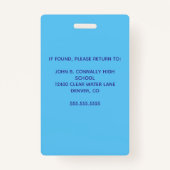 キュートカスタム先生レインボーネームブルー バッジ (裏面)