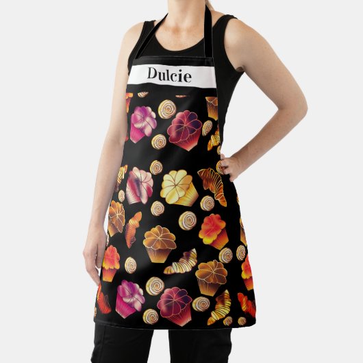 キュートカスタム文字マフィンクロワッサンツシナモン転が エプロン (インサイチュ)