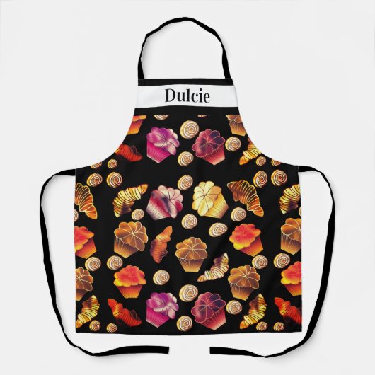 キュートカスタム文字マフィンクロワッサンツシナモン転が エプロン (正面)