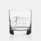 キュートカスタム美容師レインボーハサミサロン ウイスキーグラス (正面)