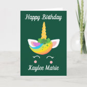 キュートカスタム誕生日サンパトリックスデイユニコーン少女 カード (正面)