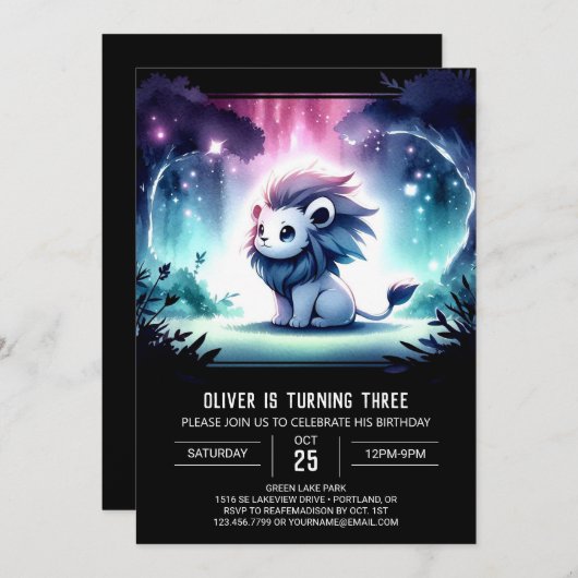 キュートカスタム誕生日 招待状 (正面/裏面)