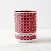 キュートカスタム雪だるまクリスマスツリー ツートーンマグカップ (中央)