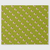 キュートカタツムリオンモスグリーンラッピング紙 ラッピングペーパー (フラット)