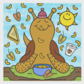 キュートカタツムリ心地よいフードハッピー秋ビニル シール (正面)