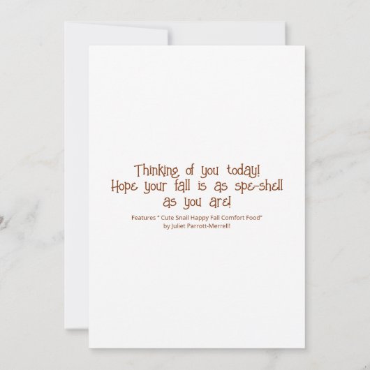 キュートカタツムリ心地よいフードハッピー秋 カード (裏面)