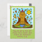 キュートカタツムリ心地よいフードハッピー秋 ポストカード (正面/裏面)