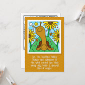 キュートカタツムリ秋ひまわりガーデンカラーリング カード (正面/裏面インサイチュ)