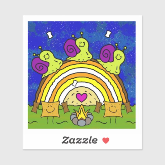 キュートカタツムルクロッシングレインボーログ秋ビニル シール (シート)