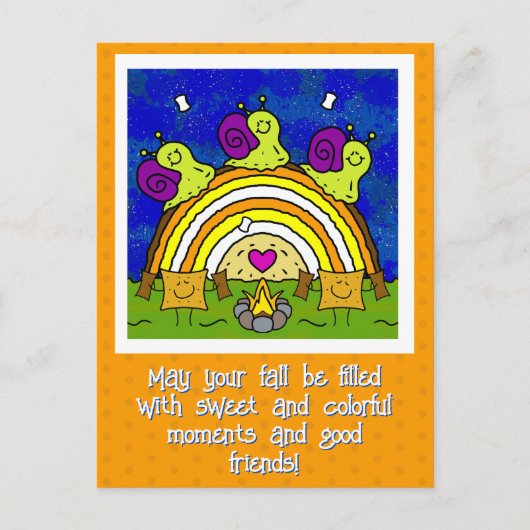 キュートカタツムルクロッシングレインボーログ秋 ポストカード (正面)