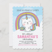 キュートカチコーンキャットユニコーンティーパーティー 招待状 (正面)