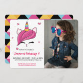 キュートカチコーン顔 |フォト誕生日招待状 (正面/裏面)