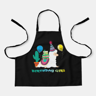 キュートカッコいいアルパカラマカクタスガールズ誕生日 エプロン