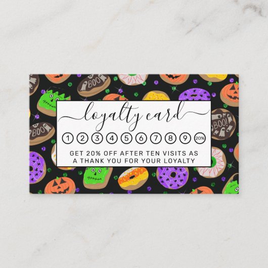 キュートカッコいいグリッター紙吹雪ドーナツHalloween ロイヤリティカード (正面)