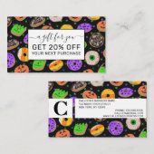 キュートカッコいいグリッター紙吹雪ドーナツHalloween 割引カード (正面/裏面)