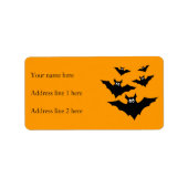 キュートカッコいいブラック飛んでいるこうもりハロウィンオンオレンジ ラベル (正面)