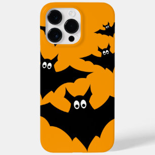 キュートカッコいいブラック飛んでいるこうもりハロウィンオンオレンジ Case-Mate iPhone 14 PRO MAXケース