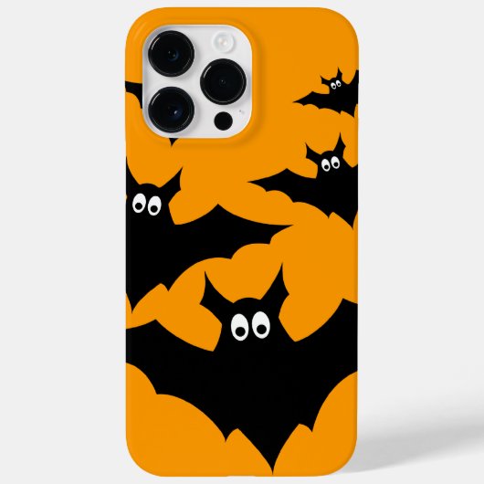 キュートカッコいいブラック飛んでいるこうもりハロウィンオンオレンジ Case-Mate iPhoneケース (裏面)