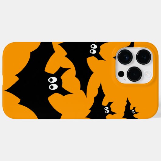 キュートカッコいいブラック飛んでいるこうもりハロウィンオンオレンジ Case-Mate iPhoneケース (裏面 (横))
