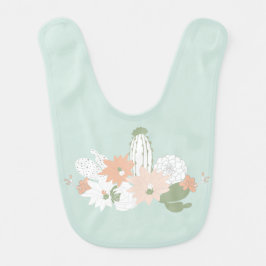 キュートカッティサボスピーチグリーン多肉類プリント ベビービブ