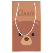 キュートカッドリーブラウンベア名前をカスタムする|抱き枕 スモールペーパーバッグ (裏面)