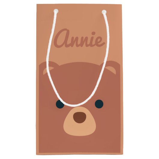 キュートカッドリーブラウンベア名前をカスタムする|抱き枕 スモールペーパーバッグ (裏面)