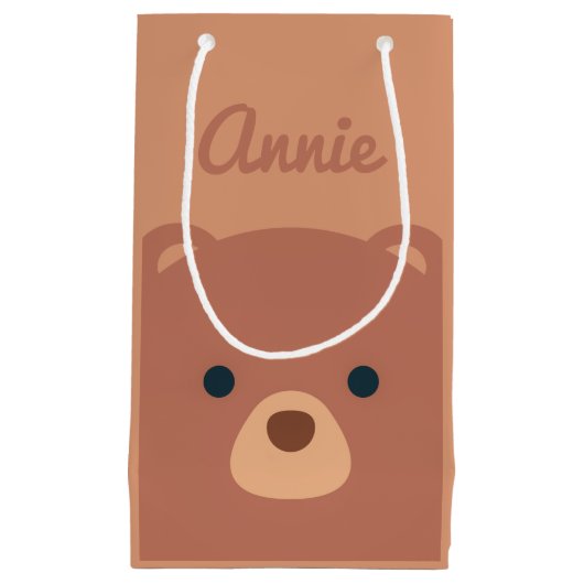 キュートカッドリーブラウンベア名前をカスタムする|抱き枕 スモールペーパーバッグ (正面)