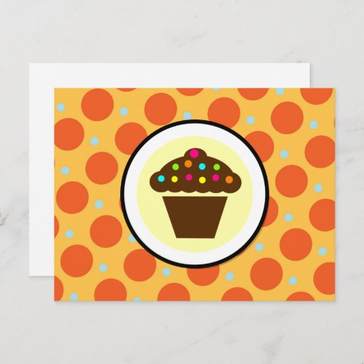 キュートカップオンオレンジブルーイエロー水玉模様 ポストカード (正面/裏面)