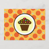キュートカップオンオレンジブルーイエロー水玉模様 ポストカード (正面)