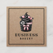 キュートカップケーキハンドメイドベーカリー素朴クラフト スクエア名刺 (正面)