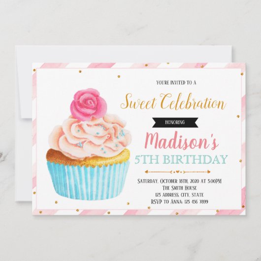 キュートカップケーキパーティの招待状 招待状 (正面)